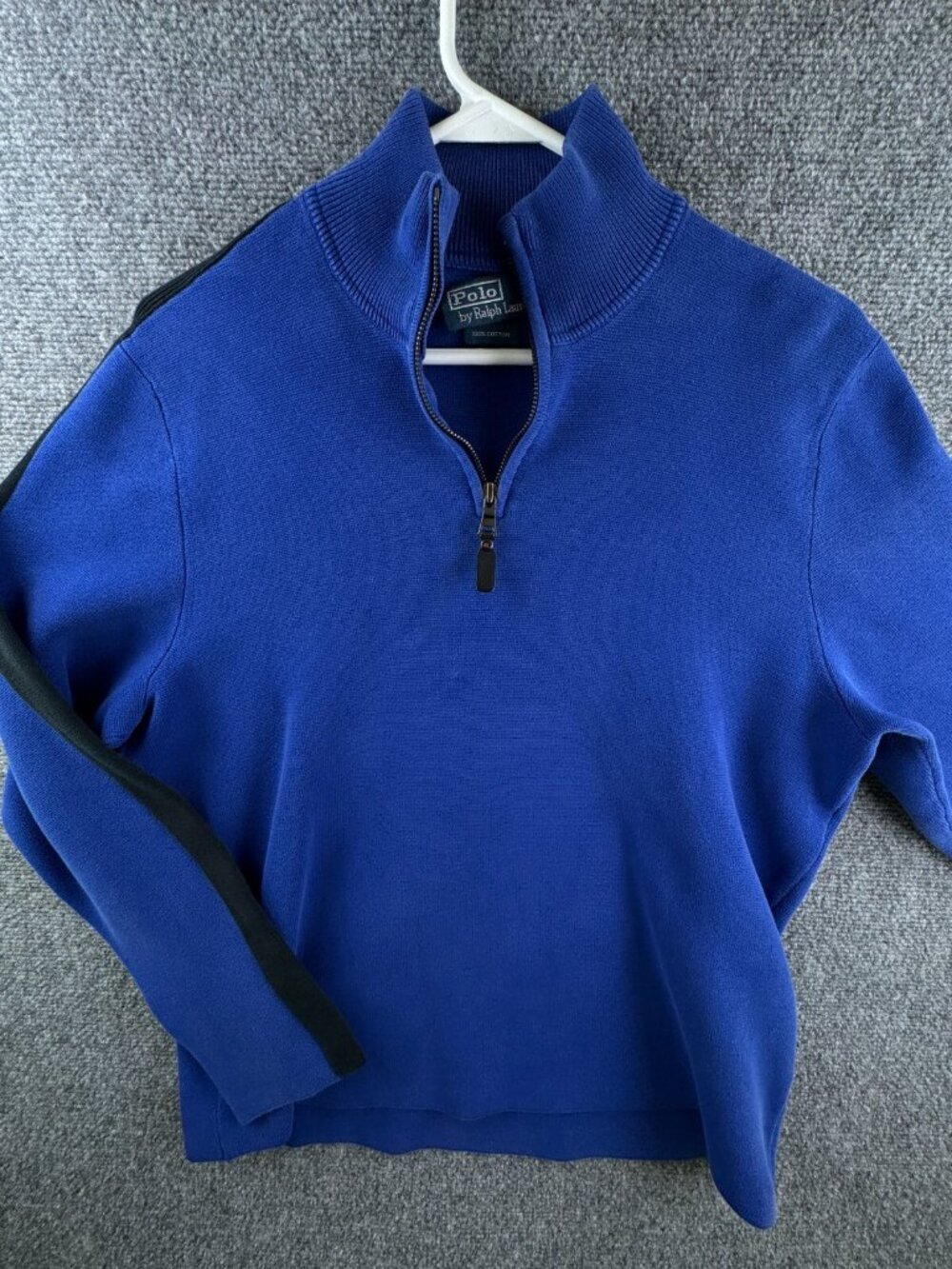 Polo Ralph Lauren Sweater Men Large Blue 1/4 Zip Pullover Long Sleeve Cotton